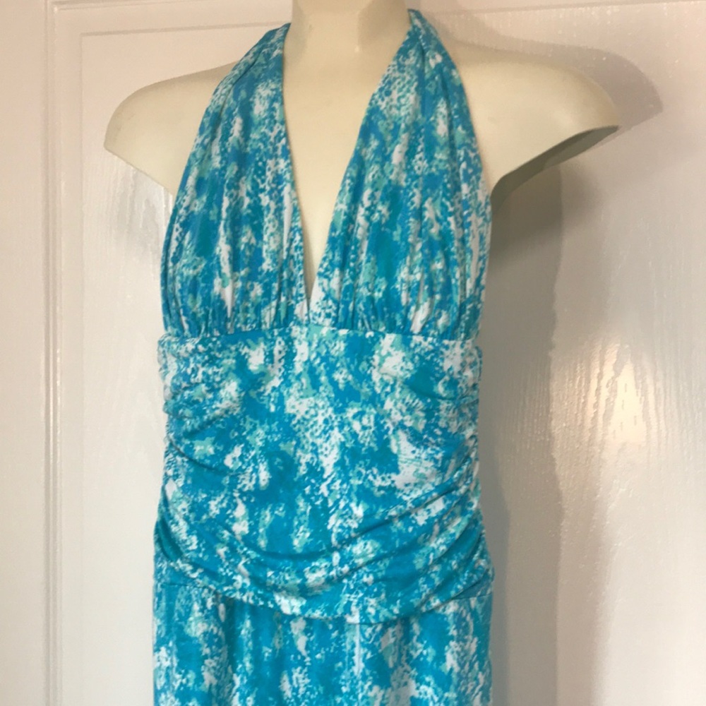 Tart Extra Soft Jersey Stretch Halter Maxi Boho Tie Die Dress Size S